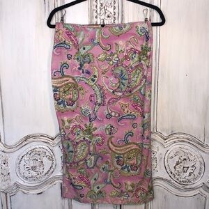 Dolce Apparel Petites Cotton Paisley Beaded Pencil Skirt Size PS